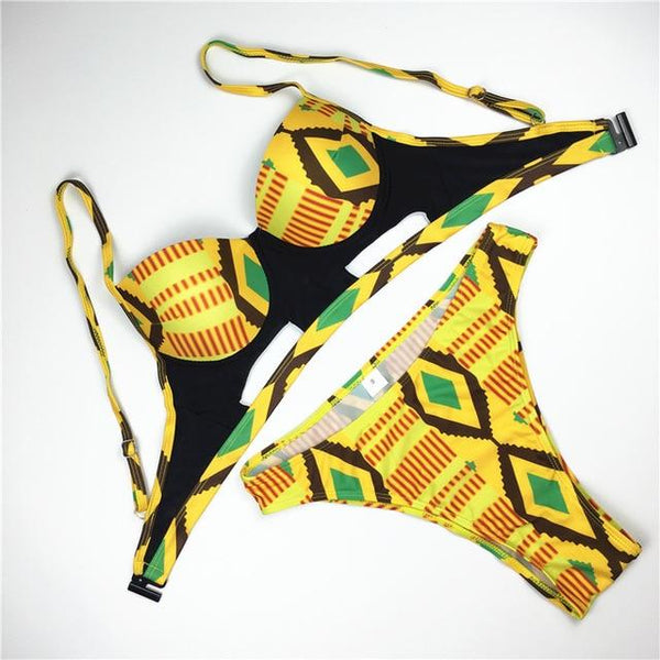 High Cut Swimsuit Brazilian Bikini Push Up Swimwear Women 2019 Maillot De Bain Femme 2019 African Print Bathing Suit Swim Wear