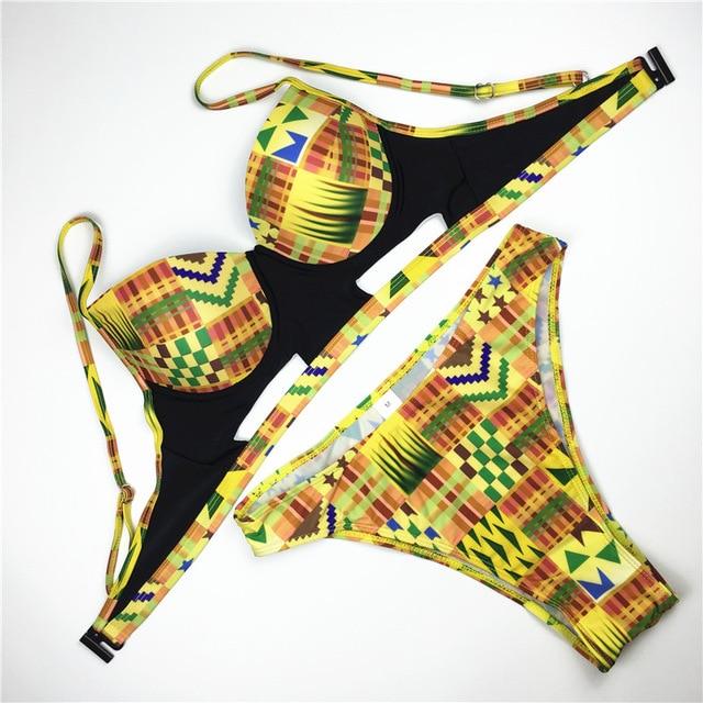 High Cut Swimsuit Brazilian Bikini Push Up Swimwear Women 2019 Maillot De Bain Femme 2019 African Print Bathing Suit Swim Wear