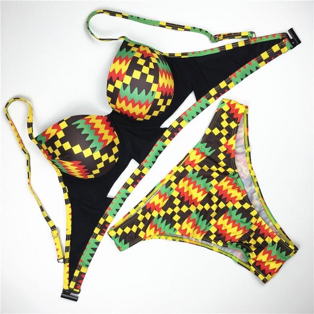 High Cut Swimsuit Brazilian Bikini Push Up Swimwear Women 2019 Maillot De Bain Femme 2019 African Print Bathing Suit Swim Wear