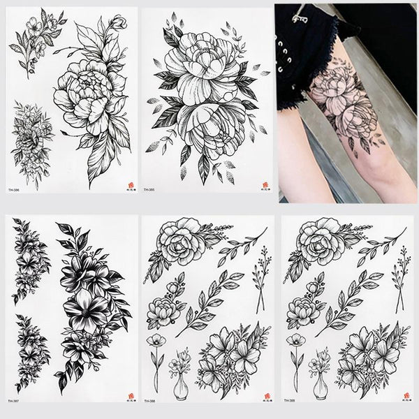 2019 New Waterproof Temporary Tattoo Sticker Old School Rose Pattern Tattoo Water Transfer Tattoo Flash Tattoo