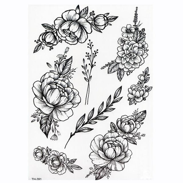 2019 New Waterproof Temporary Tattoo Sticker Old School Rose Pattern Tattoo Water Transfer Tattoo Flash Tattoo