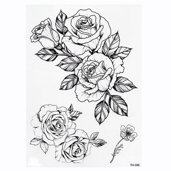 2019 New Waterproof Temporary Tattoo Sticker Old School Rose Pattern Tattoo Water Transfer Tattoo Flash Tattoo