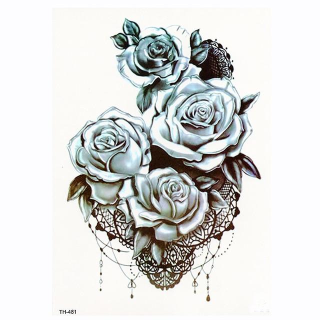 2019 New Waterproof Temporary Tattoo Sticker Old School Rose Pattern Tattoo Water Transfer Tattoo Flash Tattoo