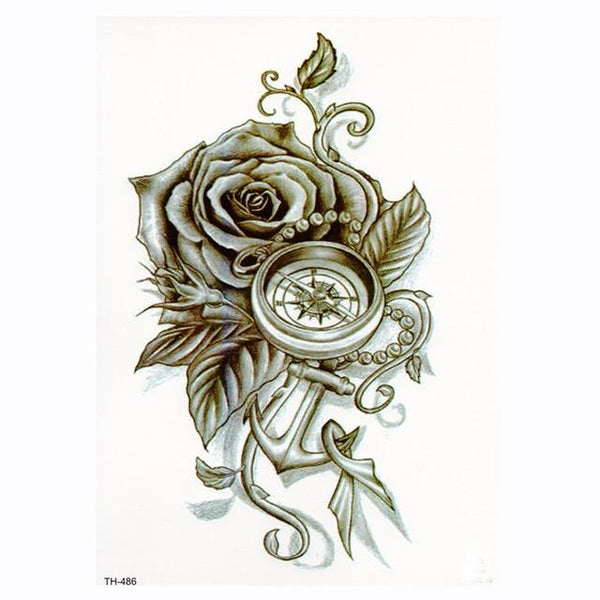 2019 New Waterproof Temporary Tattoo Sticker Old School Rose Pattern Tattoo Water Transfer Tattoo Flash Tattoo