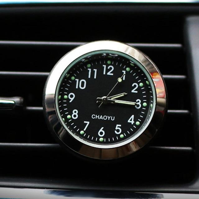 Car Thermometer Time Clock Ornaments With Luminous Auto Digital Watch A/C Air Outlet Vent Clip Air Freshener Car Accessories