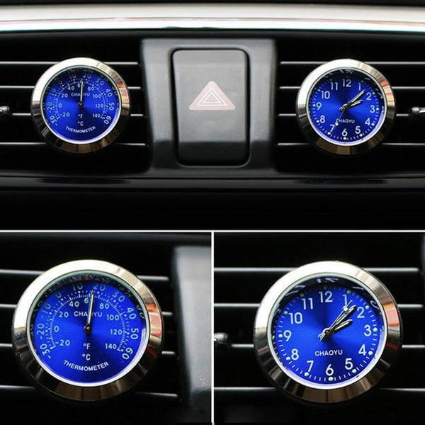 Car Thermometer Time Clock Ornaments With Luminous Auto Digital Watch A/C Air Outlet Vent Clip Air Freshener Car Accessories