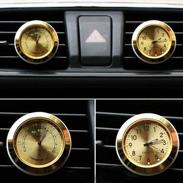 Car Thermometer Time Clock Ornaments With Luminous Auto Digital Watch A/C Air Outlet Vent Clip Air Freshener Car Accessories