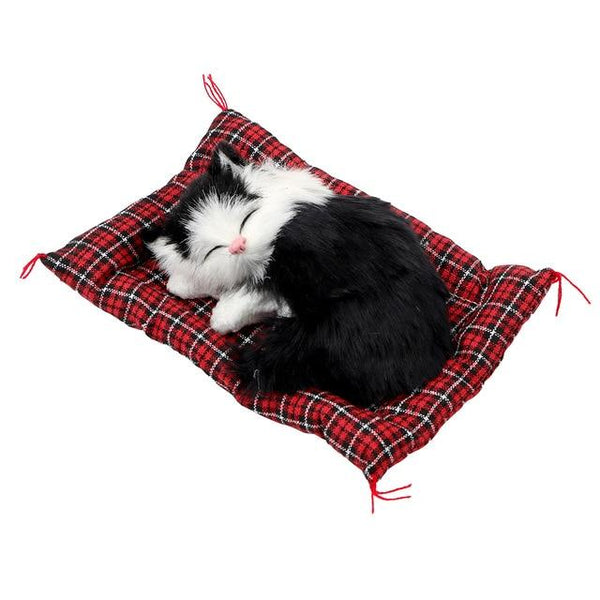 Car Ornaments Cute Simulation Sleeping Cats Dashboard Decoration Lovely Plush Kittens Doll Toy Car-styling Interior Accessories