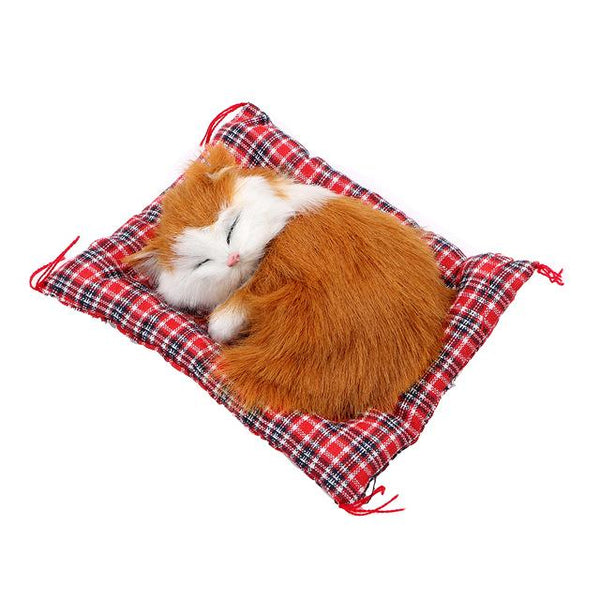 Car Ornaments Cute Simulation Sleeping Cats Dashboard Decoration Lovely Plush Kittens Doll Toy Car-styling Interior Accessories