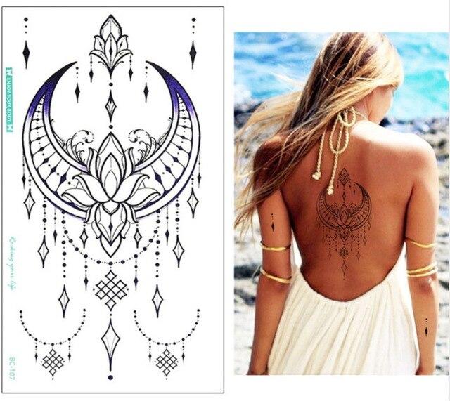 New designs Chest Flash Tattoo large rose flower dragonfly shoulder arm Sternum tattoos henna body/back paint Under breast skull