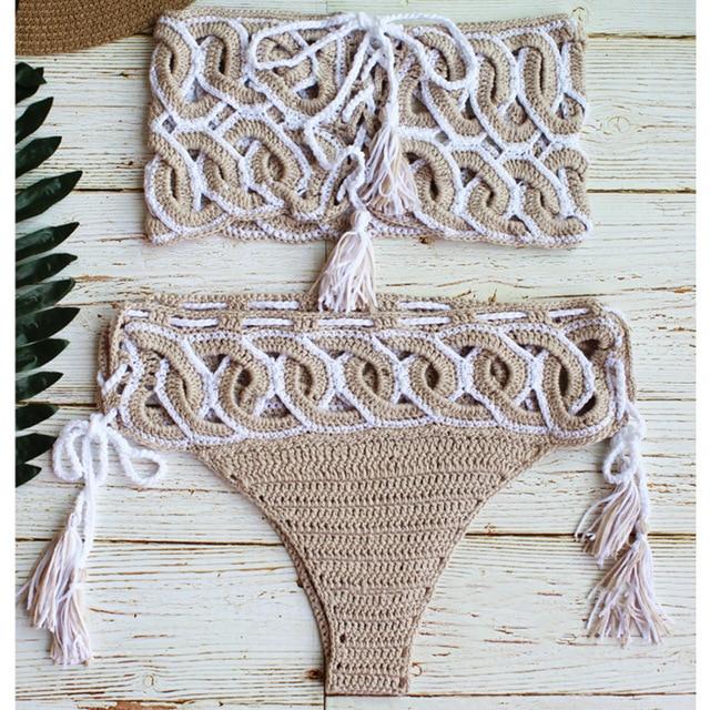 Peachtan Bandeau tassel bikinis 2019 woman crochet swimsuit female Thong swimwear bathing suit women bathers sexy micro bikini