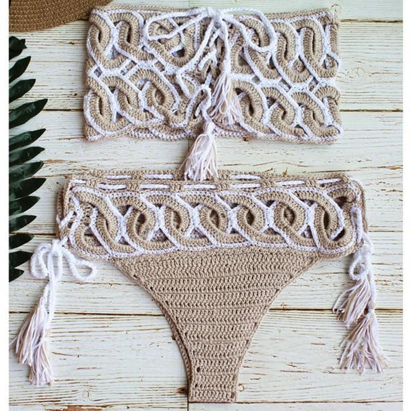 Peachtan Bandeau tassel bikinis 2019 woman crochet swimsuit female Thong swimwear bathing suit women bathers sexy micro bikini