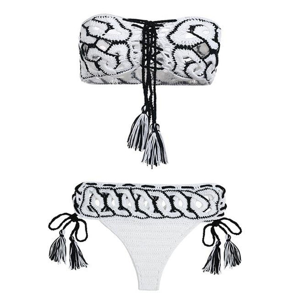 Peachtan Bandeau tassel bikinis 2019 woman crochet swimsuit female Thong swimwear bathing suit women bathers sexy micro bikini