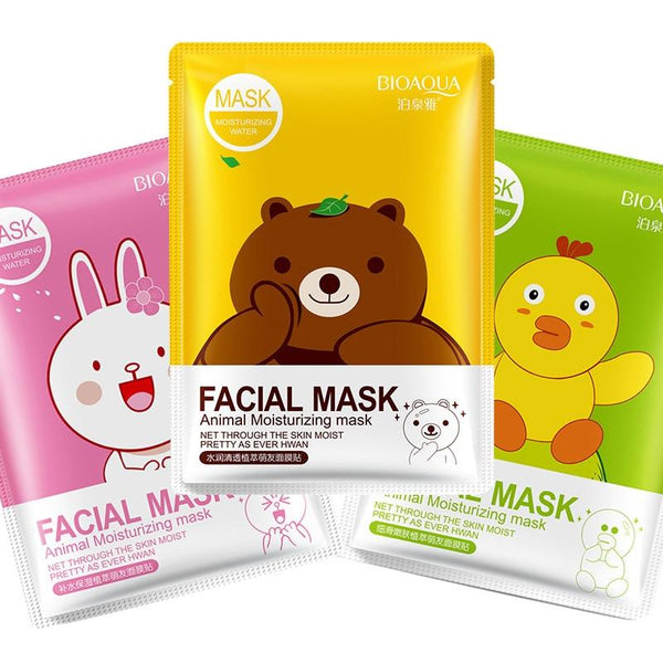 BIOAQUA 1Pcs Cartoon Animal Hydrating Facial Mask Plant Extract Smooth Moisturizing Whitening Beauty Skin Care masks