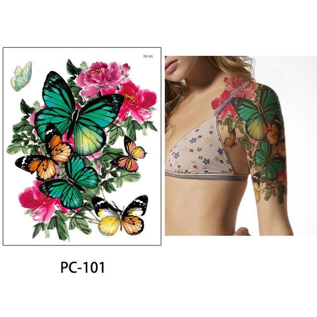 glaryyears 17 Designs 1 Sheet 32*24cm Big Large Shoulder Half Arm Tattoo Scapuler Sticker Dragon Lotus Temporary Body Art Tattoo