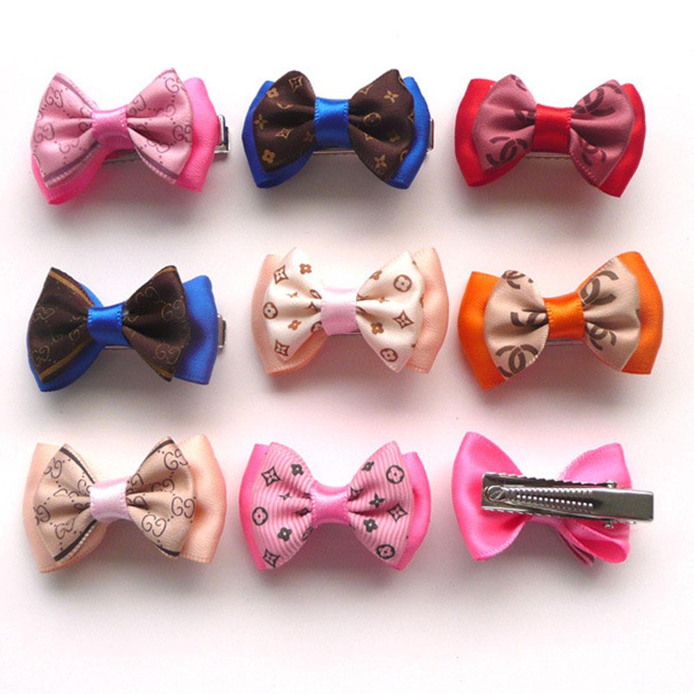 8pcs/pack Pet Hair Bows For Cats Dog Hairpin Headdress Dog Metal Clips dog Pure hand Double layer Headdress dogs accessories