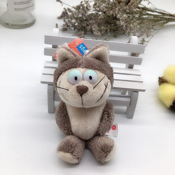 1PC 10cm NICI Jungle Brother Plush Keychains Toys Stuffed Tiger Elephant Plush Animals Phone Key Chain Bag Couple Pendant Doll