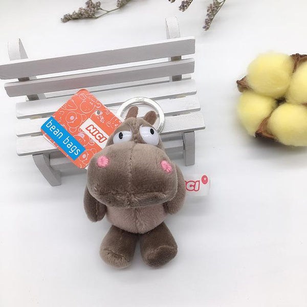 1PC 10cm NICI Jungle Brother Plush Keychains Toys Stuffed Tiger Elephant Plush Animals Phone Key Chain Bag Couple Pendant Doll