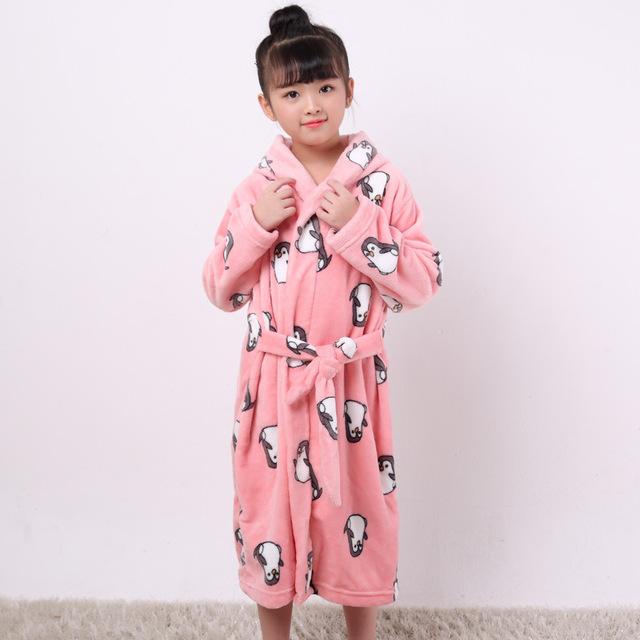 Cartoon Robe Children Flannel Child Bathrobe Kids Boys Girls Robes Lovely Animal Hooded Bath Robes Long Sleeve Baby Boy Bathrobe