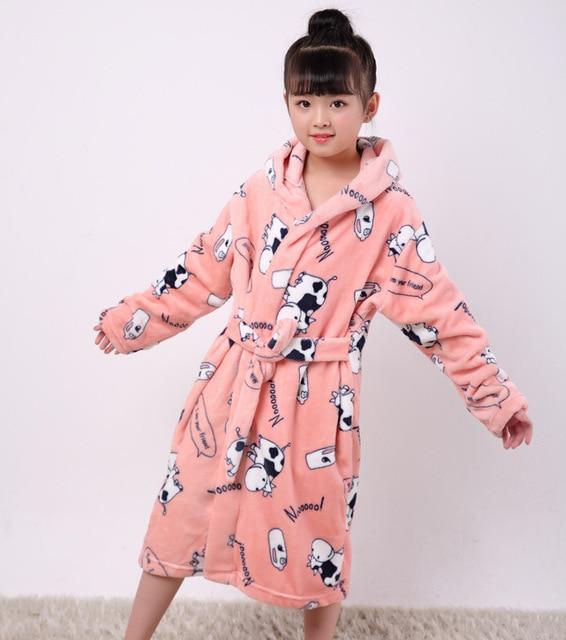 Cartoon Robe Children Flannel Child Bathrobe Kids Boys Girls Robes Lovely Animal Hooded Bath Robes Long Sleeve Baby Boy Bathrobe