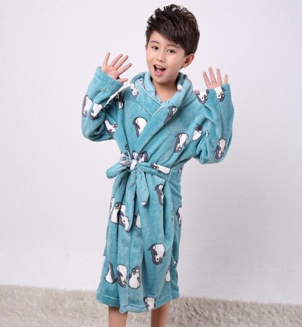 Cartoon Robe Children Flannel Child Bathrobe Kids Boys Girls Robes Lovely Animal Hooded Bath Robes Long Sleeve Baby Boy Bathrobe