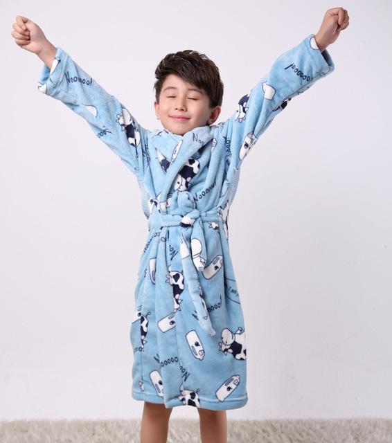 Cartoon Robe Children Flannel Child Bathrobe Kids Boys Girls Robes Lovely Animal Hooded Bath Robes Long Sleeve Baby Boy Bathrobe