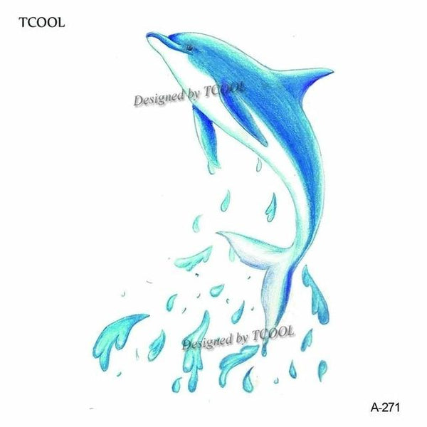 HXMAN Whale Shark Sea Animals Temporary Tattoos Waterproof Women Fake Body Art Arm Tattoo Sticker 9.8X6cm Kids Hand Tatoo A-106