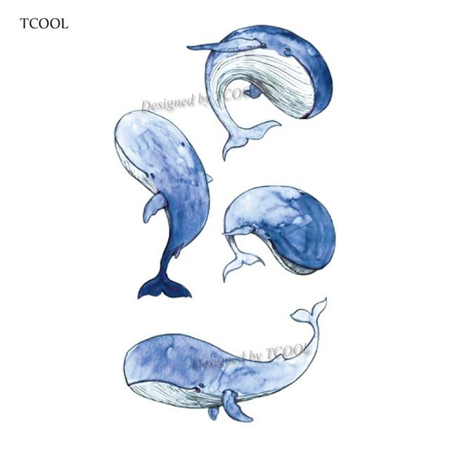 HXMAN Whale Shark Sea Animals Temporary Tattoos Waterproof Women Fake Body Art Arm Tattoo Sticker 9.8X6cm Kids Hand Tatoo A-106