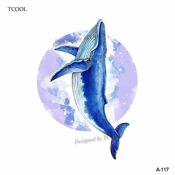 HXMAN Whale Shark Sea Animals Temporary Tattoos Waterproof Women Fake Body Art Arm Tattoo Sticker 9.8X6cm Kids Hand Tatoo A-106