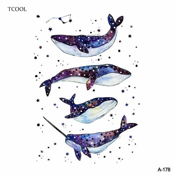 HXMAN Whale Shark Sea Animals Temporary Tattoos Waterproof Women Fake Body Art Arm Tattoo Sticker 9.8X6cm Kids Hand Tatoo A-106