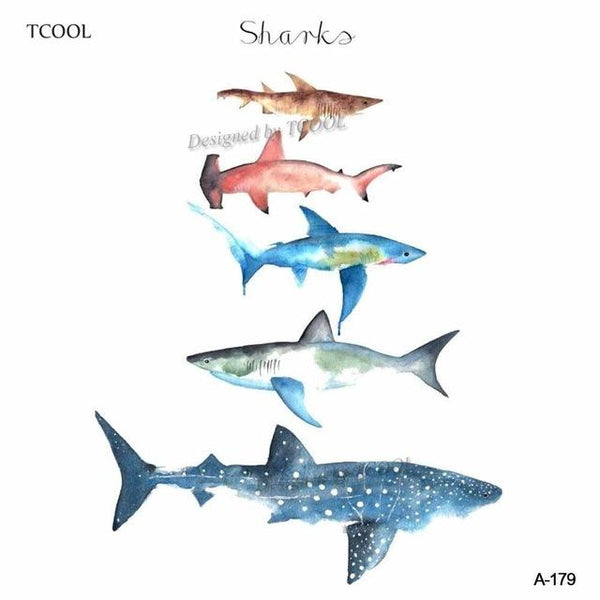 HXMAN Whale Shark Sea Animals Temporary Tattoos Waterproof Women Fake Body Art Arm Tattoo Sticker 9.8X6cm Kids Hand Tatoo A-106