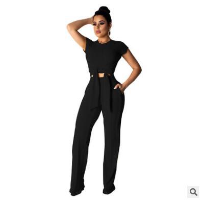 Women bandage o-neck long sleeve crop top full pants tracksuits two pieces set for women tops pants 2 piece set women's suit
