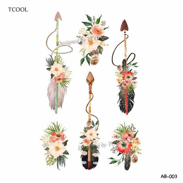 HXMAN Flower Arrow Temporary Tattoo Sticker Tattoos for Women Sexy Body Art Waterproof Men Hand Fake Tatoo 9.8X6cm AB-005