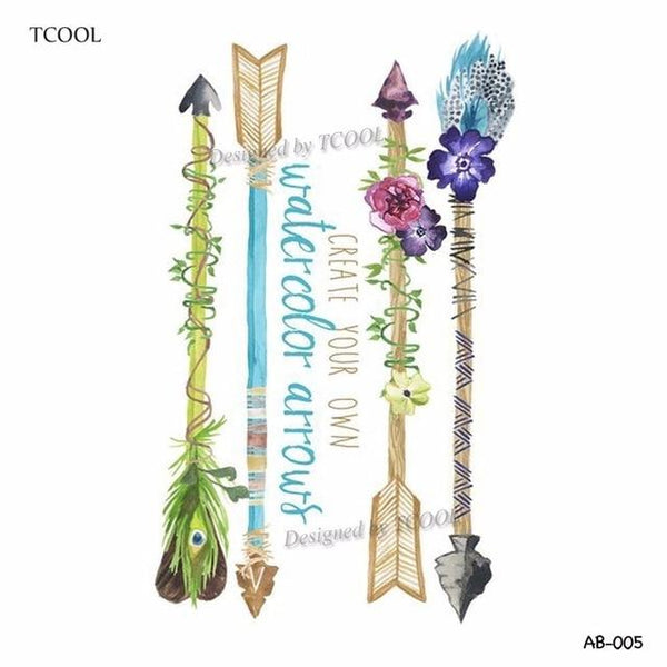 HXMAN Flower Arrow Temporary Tattoo Sticker Tattoos for Women Sexy Body Art Waterproof Men Hand Fake Tatoo 9.8X6cm AB-005