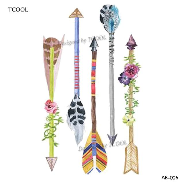 HXMAN Flower Arrow Temporary Tattoo Sticker Tattoos for Women Sexy Body Art Waterproof Men Hand Fake Tatoo 9.8X6cm AB-005