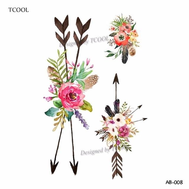 HXMAN Flower Arrow Temporary Tattoo Sticker Tattoos for Women Sexy Body Art Waterproof Men Hand Fake Tatoo 9.8X6cm AB-005