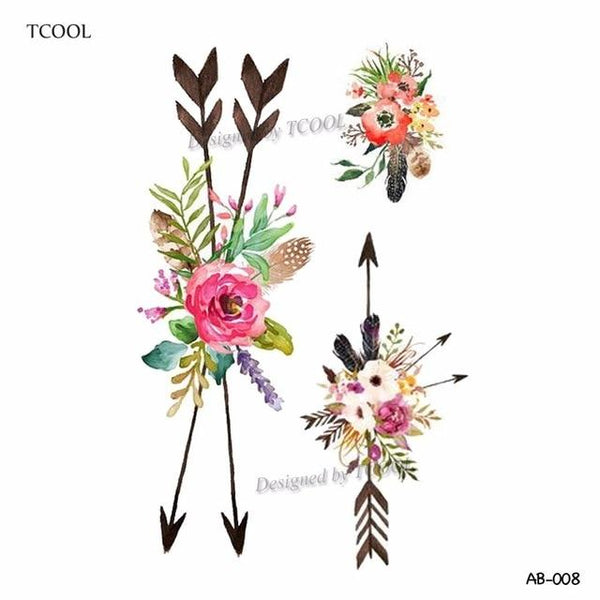 HXMAN Flower Arrow Temporary Tattoo Sticker Tattoos for Women Sexy Body Art Waterproof Men Hand Fake Tatoo 9.8X6cm AB-005