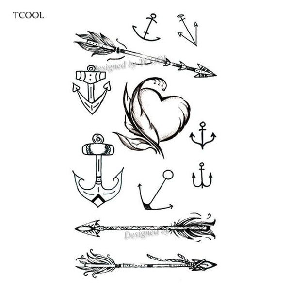 HXMAN Flower Arrow Temporary Tattoo Sticker Tattoos for Women Sexy Body Art Waterproof Men Hand Fake Tatoo 9.8X6cm AB-005