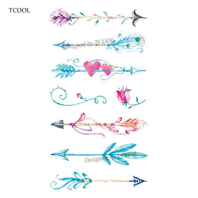 HXMAN Flower Arrow Temporary Tattoo Sticker Tattoos for Women Sexy Body Art Waterproof Men Hand Fake Tatoo 9.8X6cm AB-005