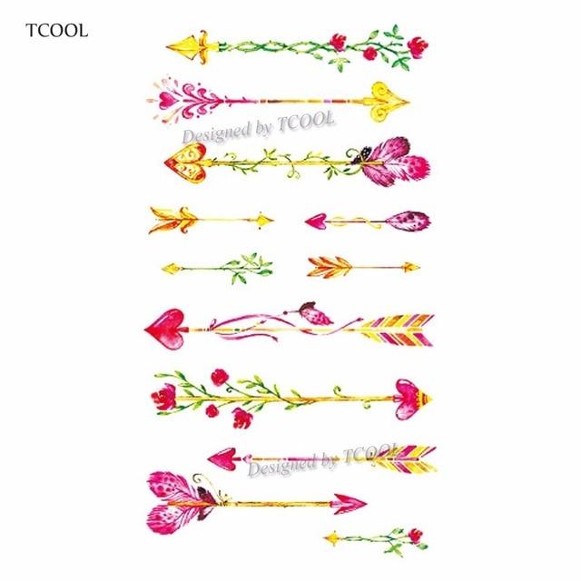 HXMAN Flower Arrow Temporary Tattoo Sticker Tattoos for Women Sexy Body Art Waterproof Men Hand Fake Tatoo 9.8X6cm AB-005