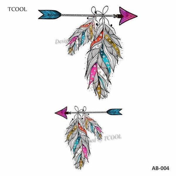 HXMAN Flower Arrow Temporary Tattoo Sticker Tattoos for Women Sexy Body Art Waterproof Men Hand Fake Tatoo 9.8X6cm AB-005