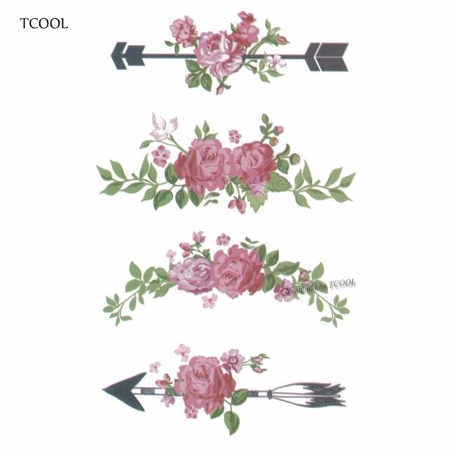 HXMAN Flower Arrow Temporary Tattoo Sticker Tattoos for Women Sexy Body Art Waterproof Men Hand Fake Tatoo 9.8X6cm AB-005