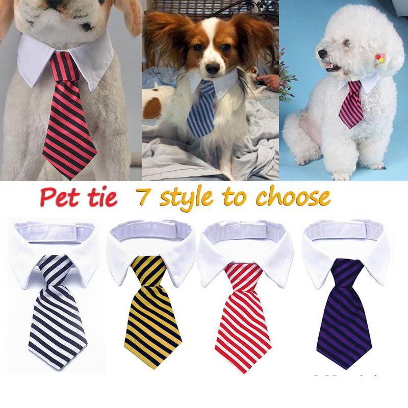 1 pcs Fashion Dog Cat Striped Bow Tie Collar Pet Adjustable Neck Tie For Party Wedding
