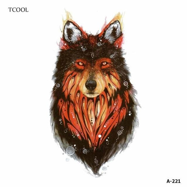 HXMAN Wolf Temporary Tattoo Stickers Waterproof Women Fake Hand Animal Tattoos Adult Men Body Art 9.8X6cm A-085