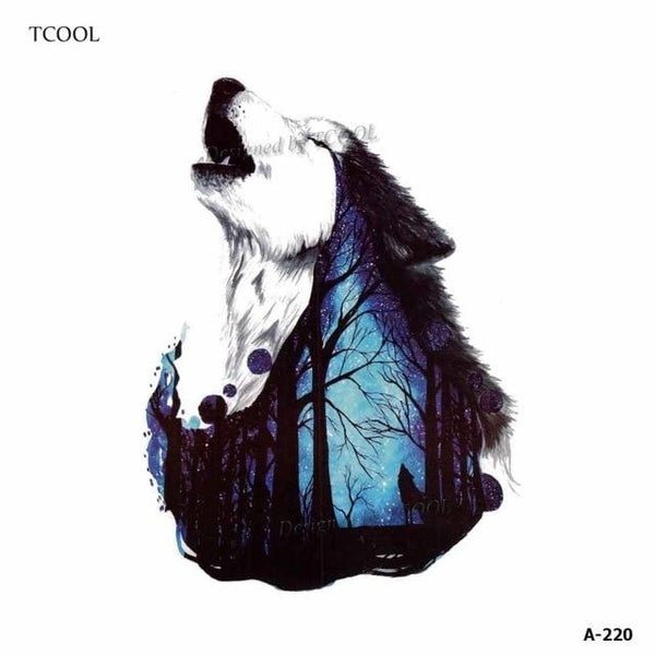 HXMAN Wolf Temporary Tattoo Stickers Waterproof Women Fake Hand Animal Tattoos Adult Men Body Art 9.8X6cm A-085