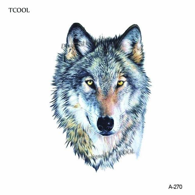 HXMAN Wolf Temporary Tattoo Stickers Waterproof Women Fake Hand Animal Tattoos Adult Men Body Art 9.8X6cm A-085