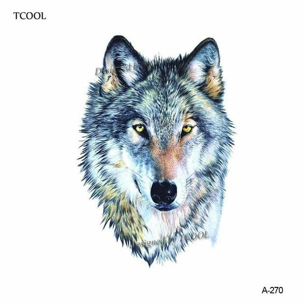 HXMAN Wolf Temporary Tattoo Stickers Waterproof Women Fake Hand Animal Tattoos Adult Men Body Art 9.8X6cm A-085