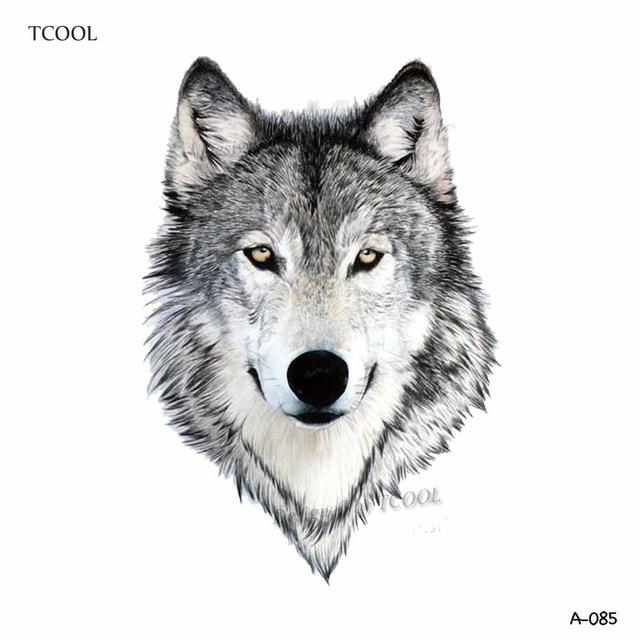 HXMAN Wolf Temporary Tattoo Stickers Waterproof Women Fake Hand Animal Tattoos Adult Men Body Art 9.8X6cm A-085