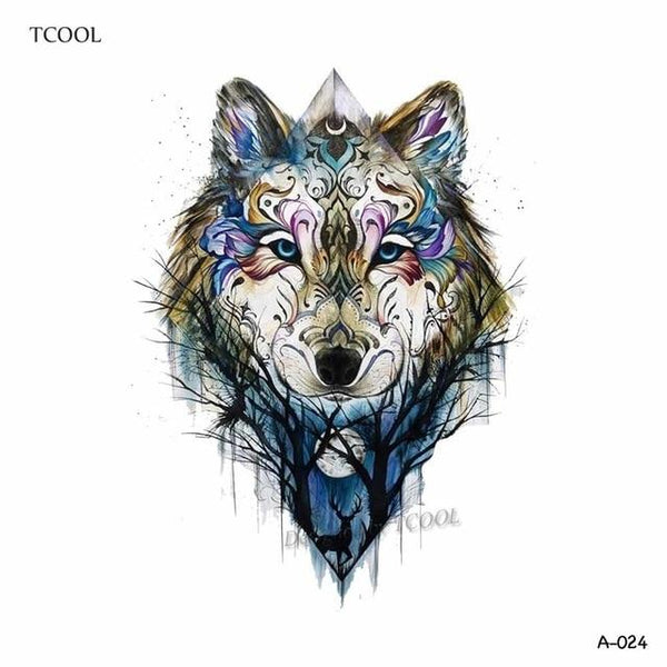 HXMAN Wolf Temporary Tattoo Stickers Waterproof Women Fake Hand Animal Tattoos Adult Men Body Art 9.8X6cm A-085