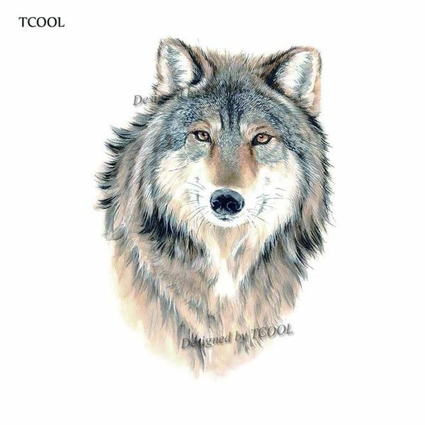 HXMAN Wolf Temporary Tattoo Stickers Waterproof Women Fake Hand Animal Tattoos Adult Men Body Art 9.8X6cm A-085